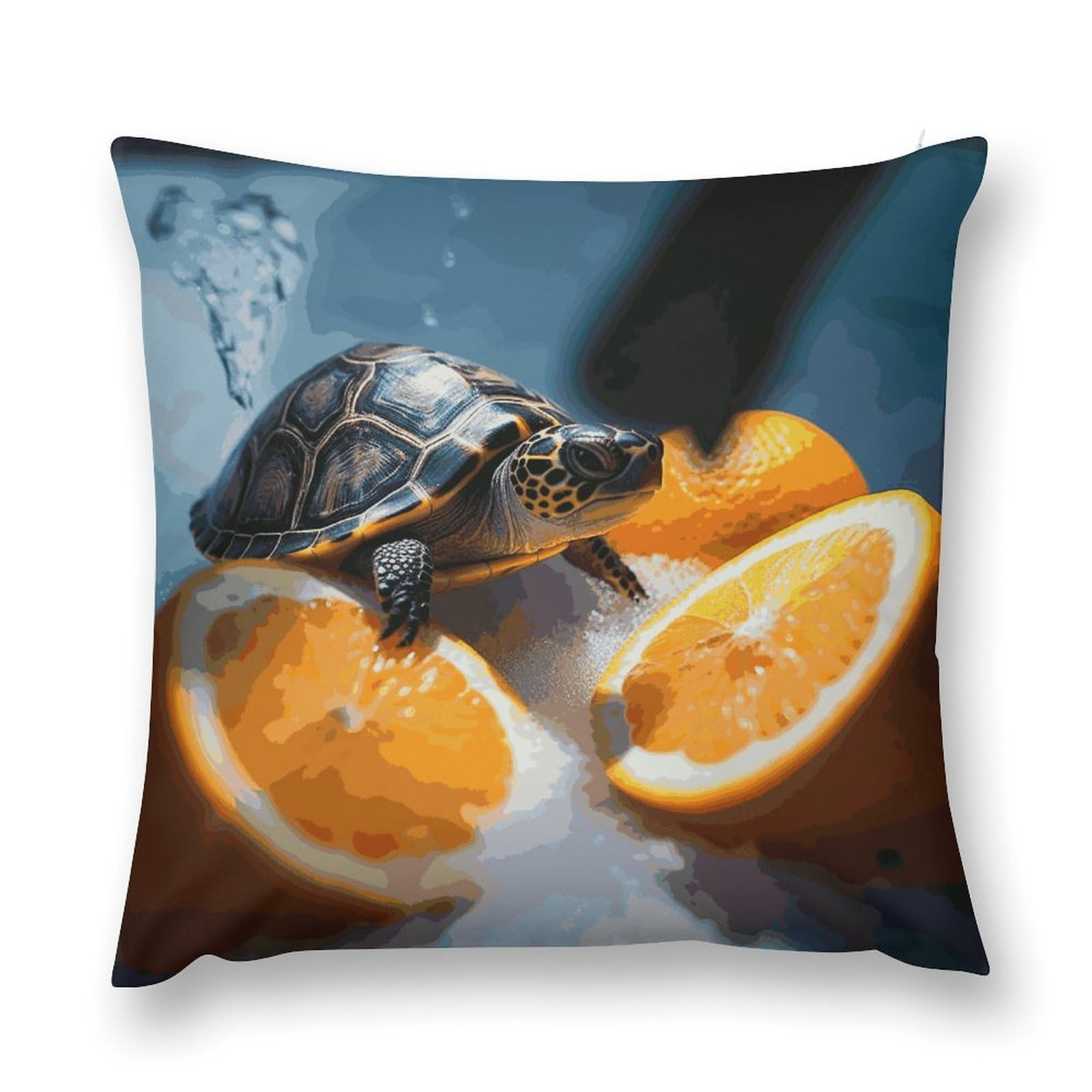 Taie d'oreiller orange et tortue douce avec fermeture éclair pour canapé