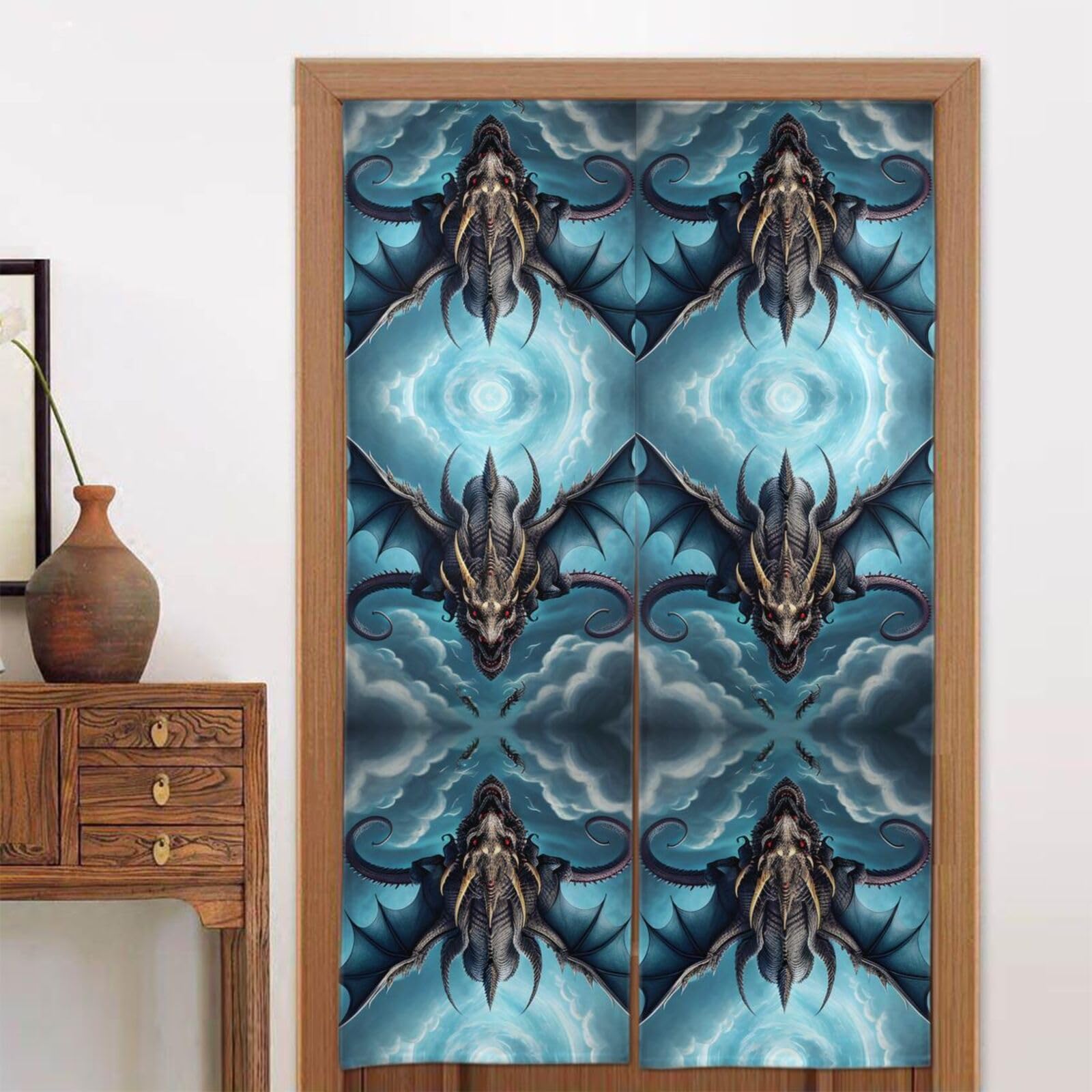 CNTDBU Flying Dragon Door Curtain 34x56 Inch-Room Divider Panel for Privacy, Entryway Screen for Kitchen Bedroom