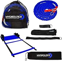 Vista 1 de Kit de escalera para ejercicios de velocidad y agilidad, cable de velocidad de aceleración y escalera de entrenamiento de velocidad, mejora el juego