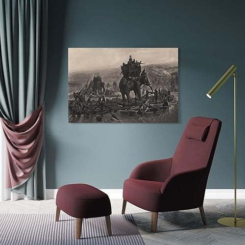 Miniatura 4 de Henri Paul Motte - Póster artístico de Hannibal Barca Crossing The Rhone y arte de pared, póster moderno para decoración de dormitorio familiar, 24