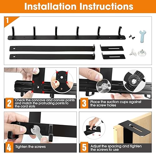 Miniatura 4 de Lipshome Gancho para puerta ajustable, se adapta a puertas de 1.4 a 2.6 pulgadas de grosor, ganchos de aluminio con 6 ganchos, baño, armario,