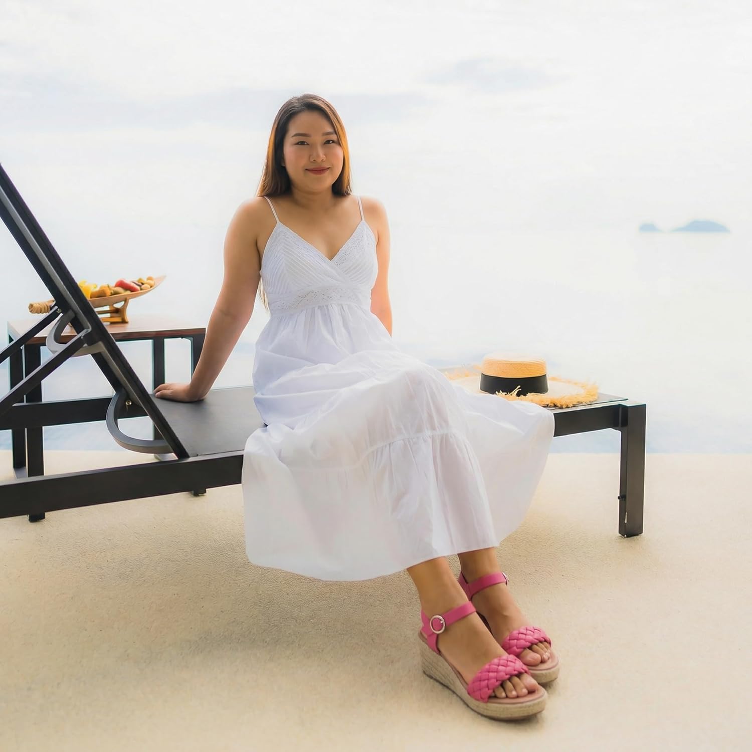 Ruiee Wide Width Wedges Sandals for Women, Summer Platform Espadrille Wedge Heels Wide Feet Braided Ankle Strap Womens Dressy Sandal. 11 X-Wide Pink 0903