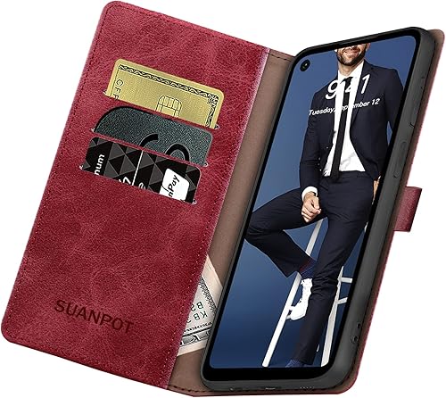 Miniatura 9 de SUANPOT Funda con bloqueo RFID para Motorola Moto G Stylus 5G (no 2022) con funda tipo cartera con tarjetero y tarjetero de piel sintética a prueba