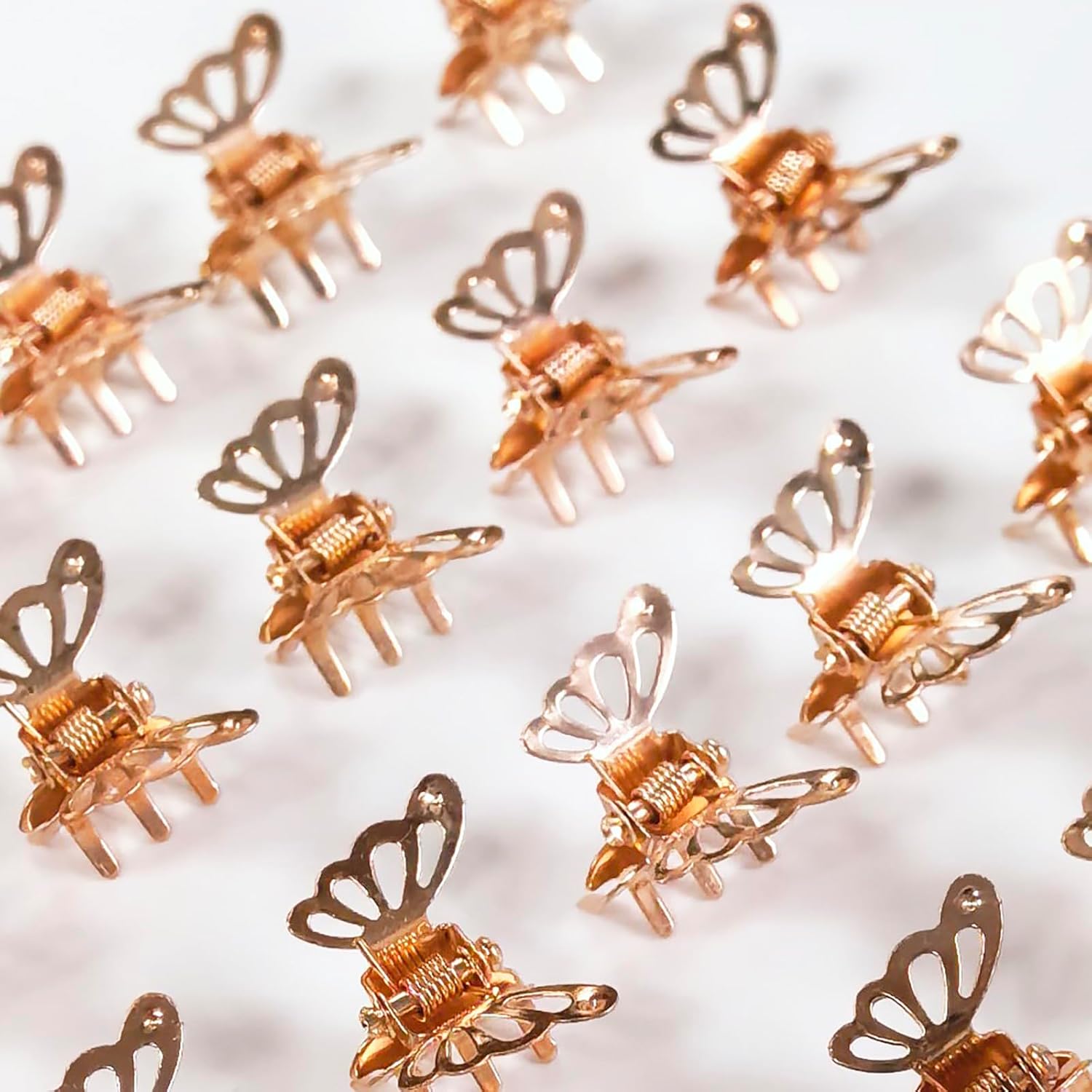 30Pcs Rose Gold Butterfly Hair Clips for Women, Small Metal Claw Clips, Strong Hold Mini Jaw Clips for Braids Ponytails, Cute Hair Jewelry Accessories for Girls