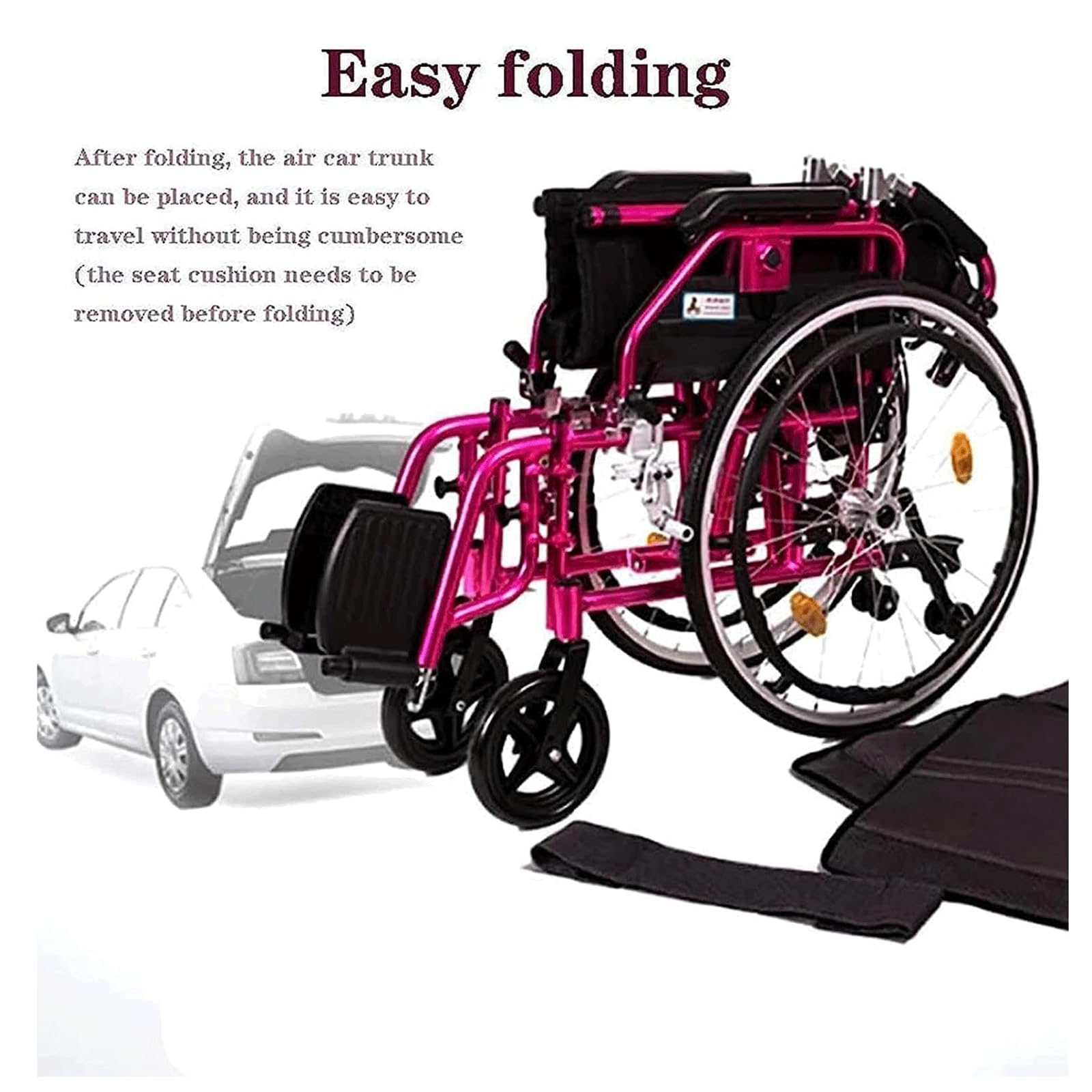Silla de Ruedas de Transporte Silla de Ruedas Manual Ligera Y Plegable con Respy Reposabrazos Silla de Ruedas Autopropulsable