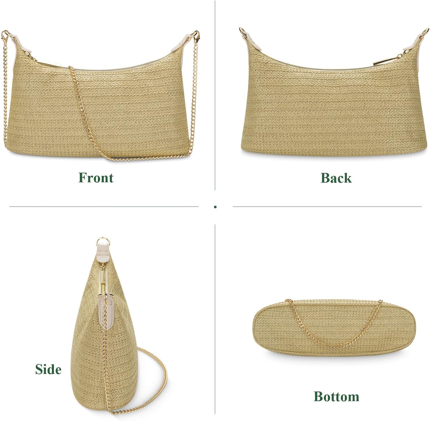 Women's Straw Beach Bag, Woven Crossbody Purse for Summer, Vacation, Pool & Travel,... - Image 3