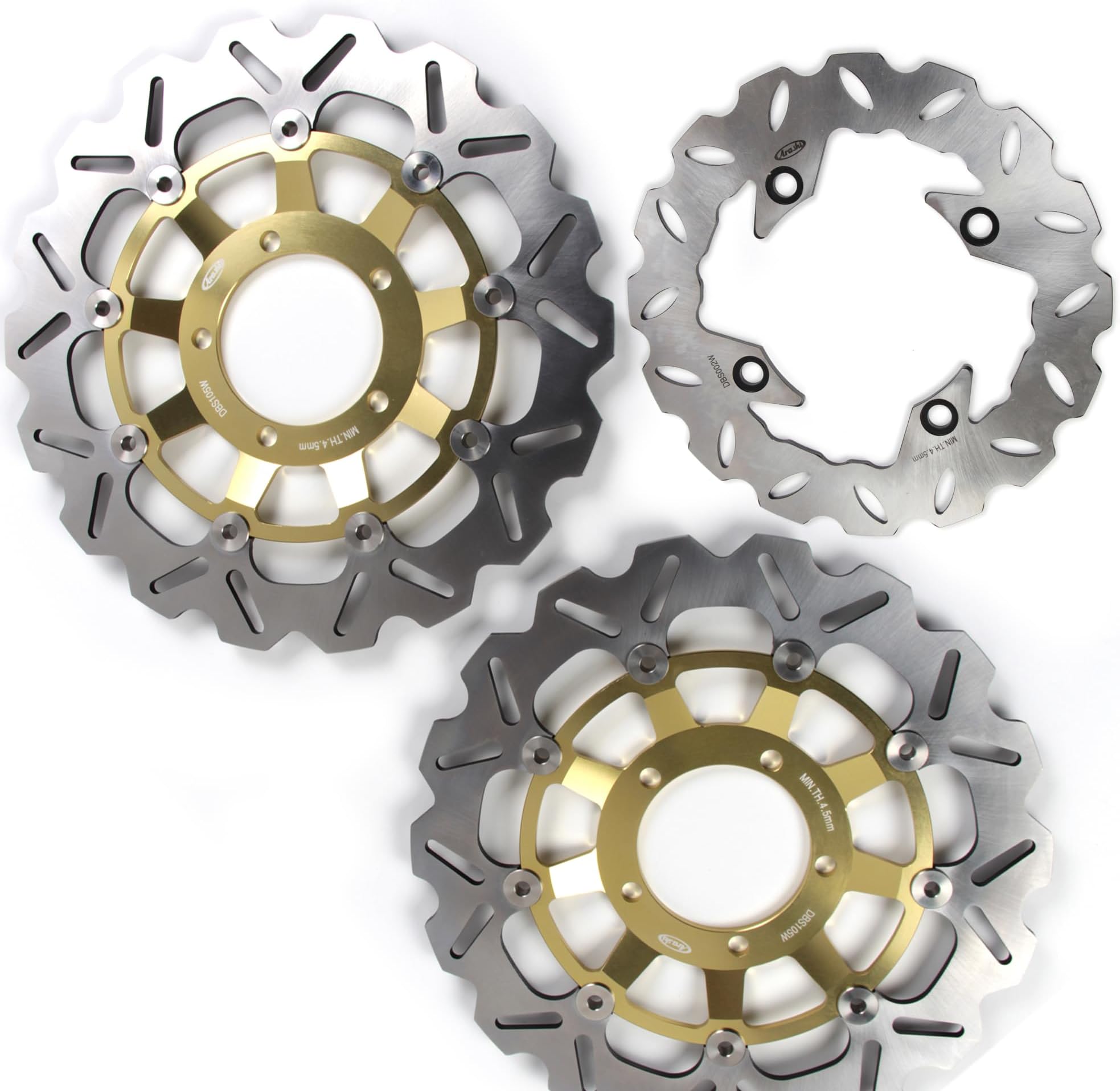 Arashi Front Rear Brake Discs Rotors for Daytona 675 2006-2012 675R 11-12, Speed Triple 675 2007-2012 675R 11-12, Motorcycle Replacement Accessories Gold