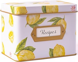 Lemon Recipe Box with 24 4x6 Cards and 12 Dividers - Recipe Tin for 4 X ...