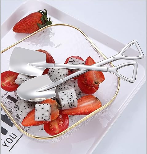 Miniatura 6 de Juego de 12 cucharas y tenedores de pala 18/10 (304) de acero inoxidable con forma de pala, juego de cubiertos de 6.1 pulgadas, mini cuchara para