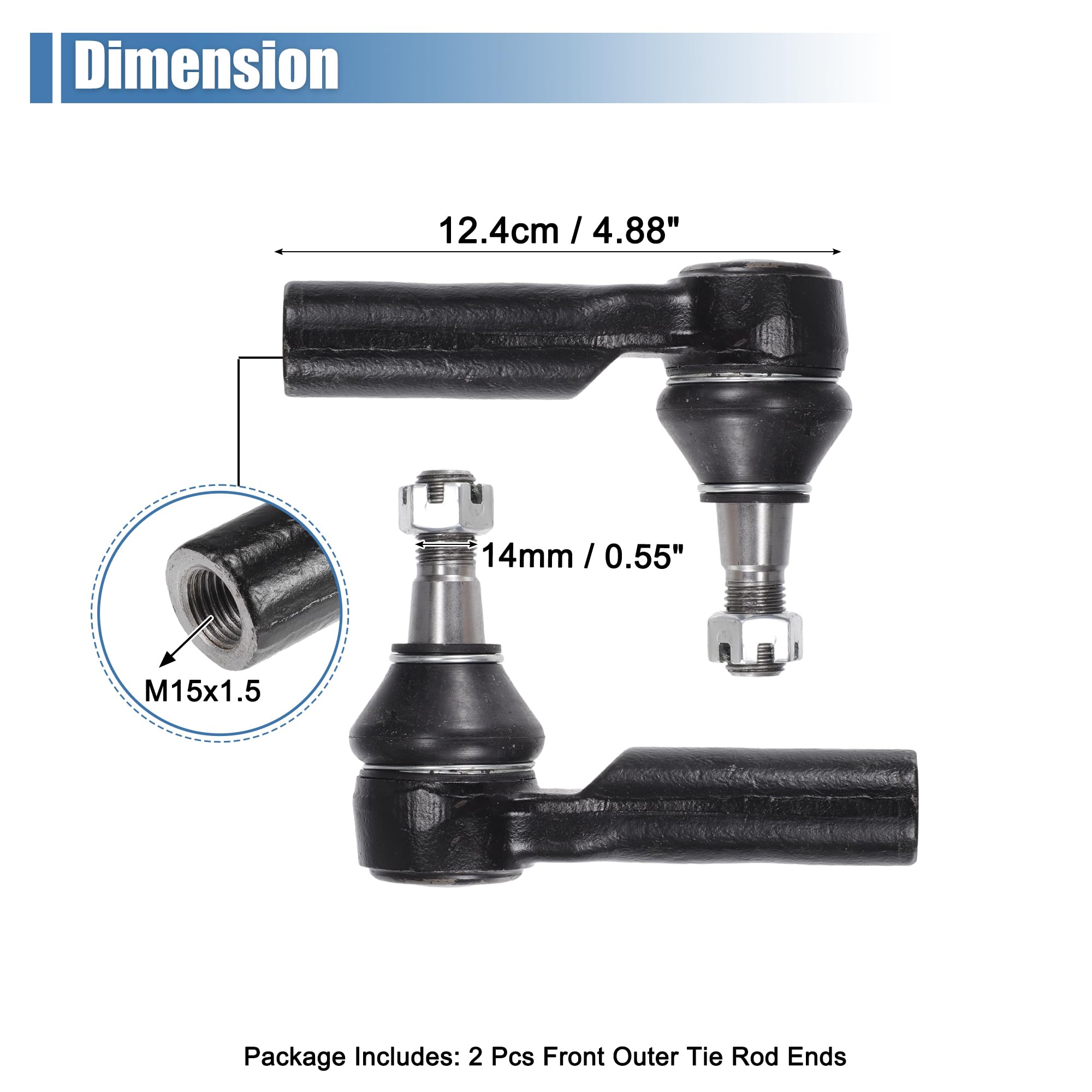 QUARKZMAN Kit 2pz Estremità Tirante Esterno Anteriore Sospensione Sterzo per Dodge per Ram 1500 2006-2010 per Ram 1500 2011-2012 Drag Link No.ES80574