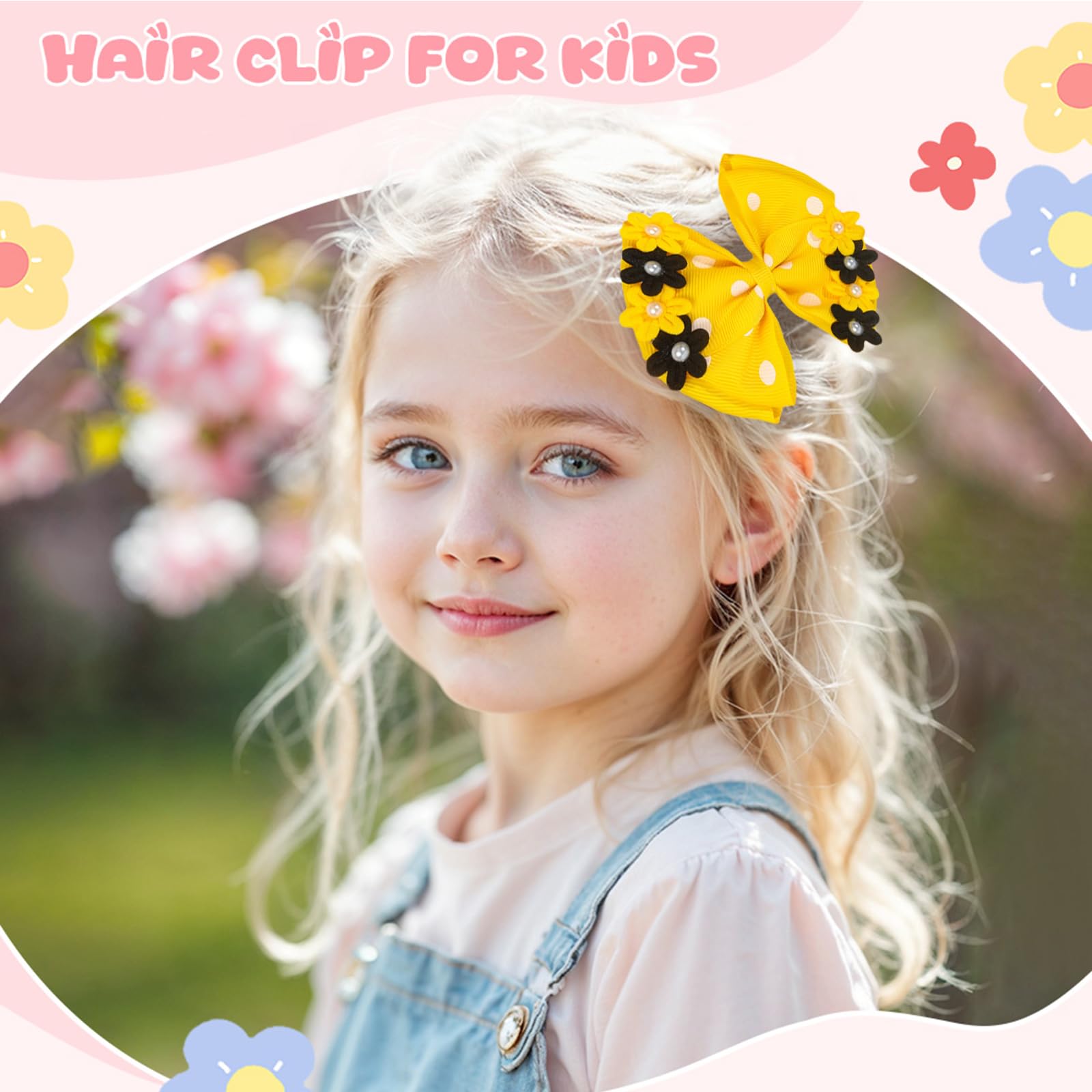 Winmany 2PCS Toddler Girl Hair Clips Baby Cute Flower Bows Hairpins Alligator Clips Hair Accessories for Girls (Yellow) - Image 2