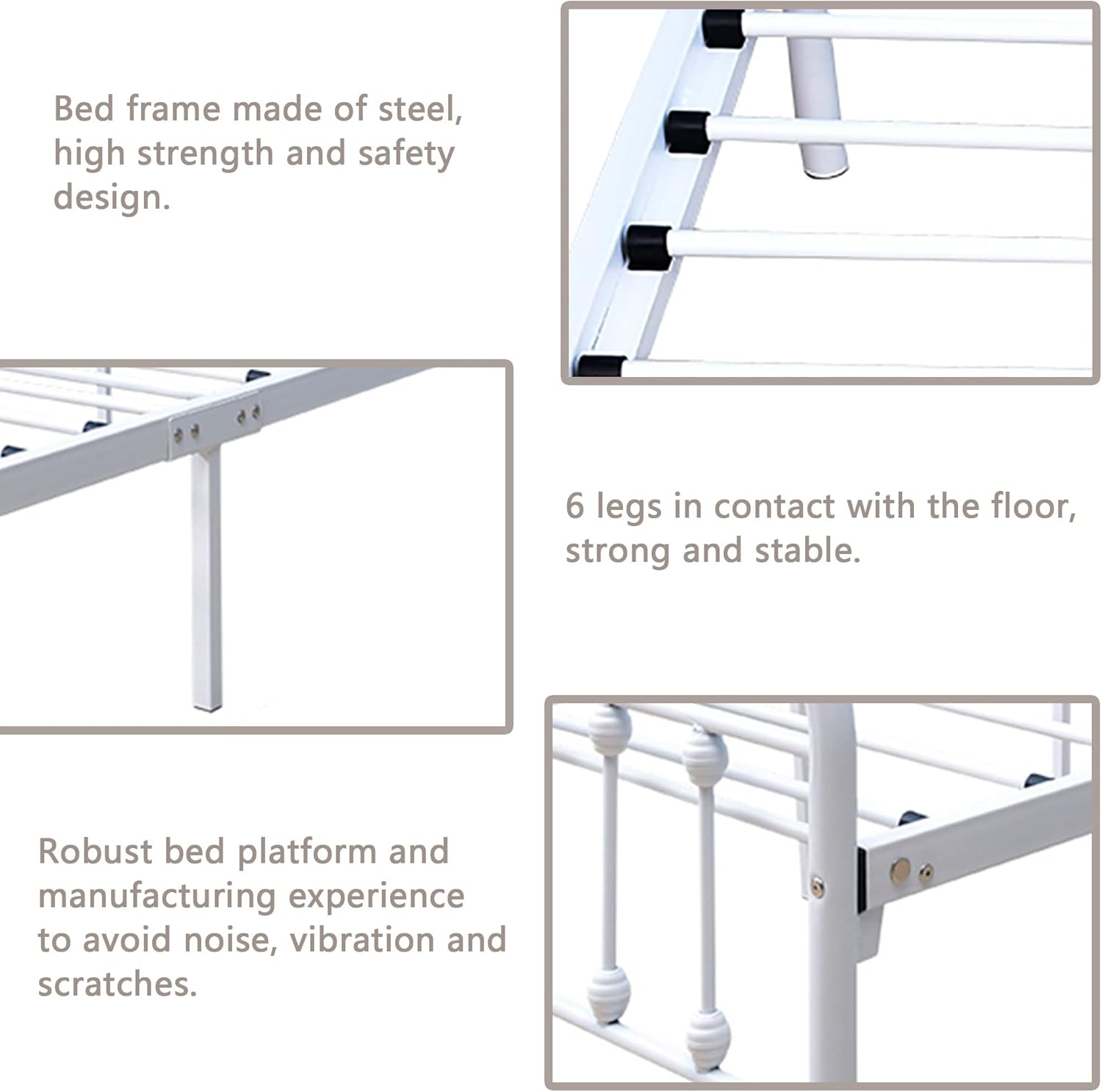 Close-up of the steel slat system and frame construction.