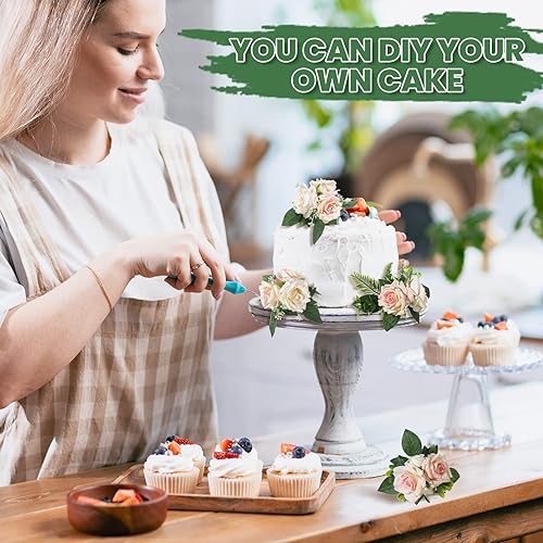 Miniatura 8 de RAYNAG 3 adornos para tartas de boda, decoración floral para tartas de rosas, para bodas, cumpleaños, aniversarios, baby shower, suministros de