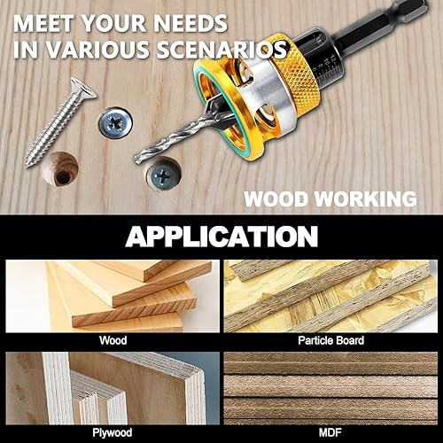 Miniatura 3 de Juego de brocas avellanadas - HSS M2 - Broca de profundidad ajustable para tornillo de madera de EE. UU., 18" 964" 532" 1164" 316" 82