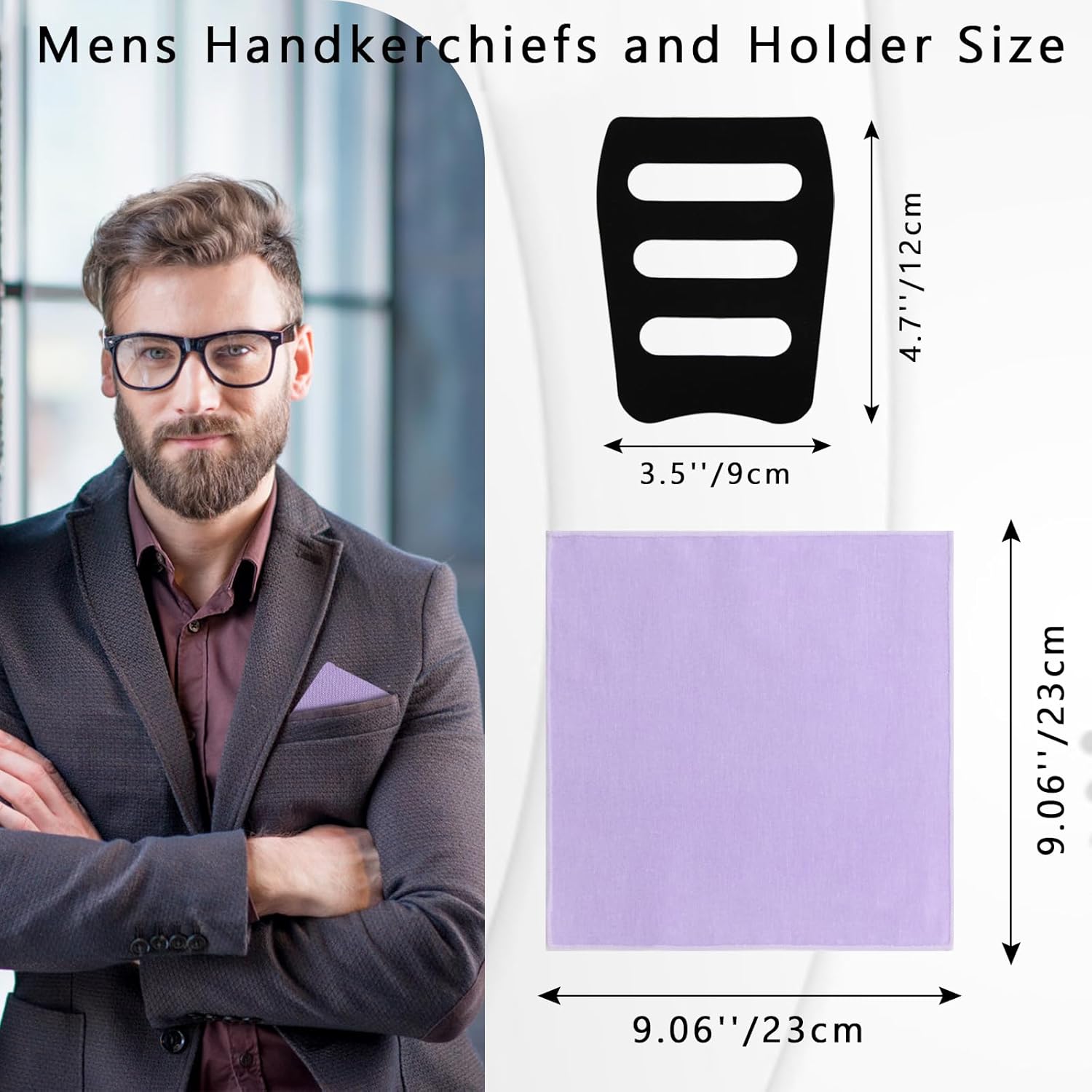 White Pocket Squares for Men, Mens Linen Cotton Handkerchiefs with Pocket Square Holder for Daily Wedding Banquet - Image 4