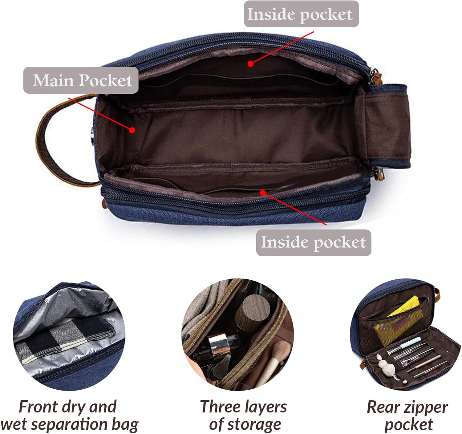 Personalized Men Toiletry Bag, Laser Engraved Initial & Name on Leather, Custom Handcrafted Makeup Bag for Dad, Husband, Personalized Toiletry Bag,Groomsmen Gift Bag