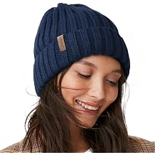 Fleece Lined Beanie Cable Knit Chunky Beanies Womens Snow Cap