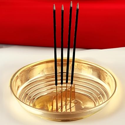 Sacch Agarbatti Stand With 4 Holders,Ash Catcher,35Gms Wt, 10.2Cms, Brass