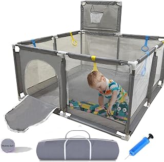 Baby Playpen, Baby Playard, Playpen for Babies, 51" x 51" Large Baby Playpen with 1 Balls, Indoor/Outdoor Playpen, Sturdy Design with Gates, Play Pin, Baby Play Area with New Upgraded Steel Tube