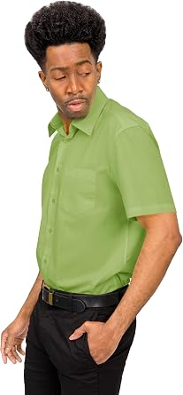 G-Style USA Men's Regular Fit Short Sleeve Solid Color Dress Shirts