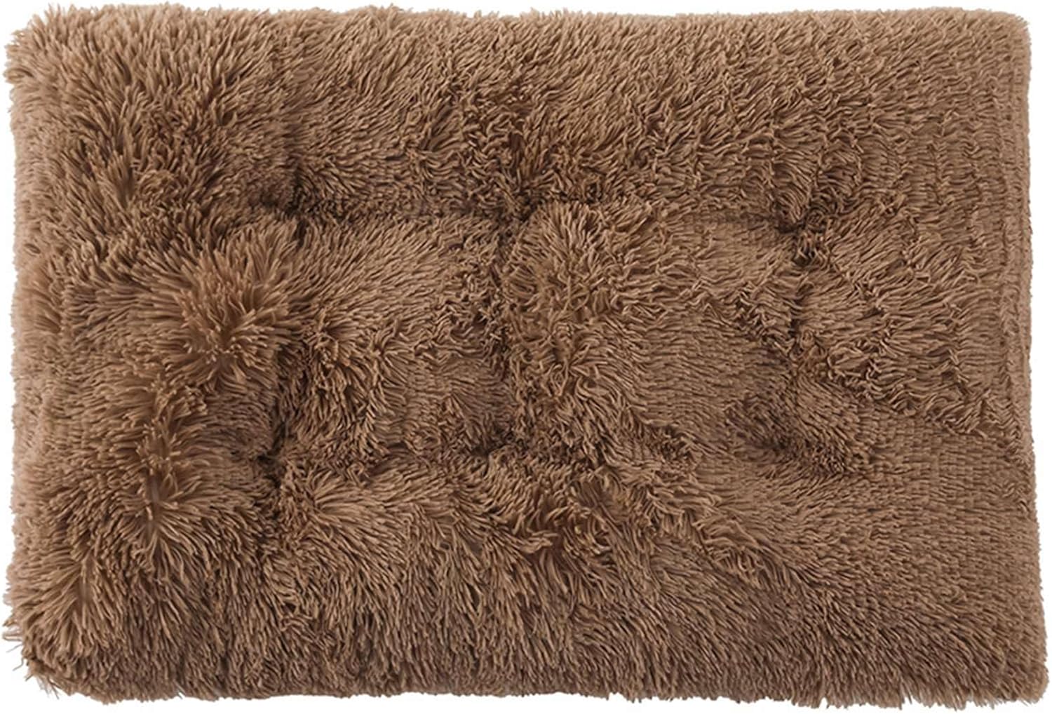 GIBZ Plush Dog Bed Mat, Warm & Thick Pet Sleeping Kennel Pad, Washable Faux Fur Cat Nest, for Winter Cold Weather, Khaki, 3XL(125x85cm)