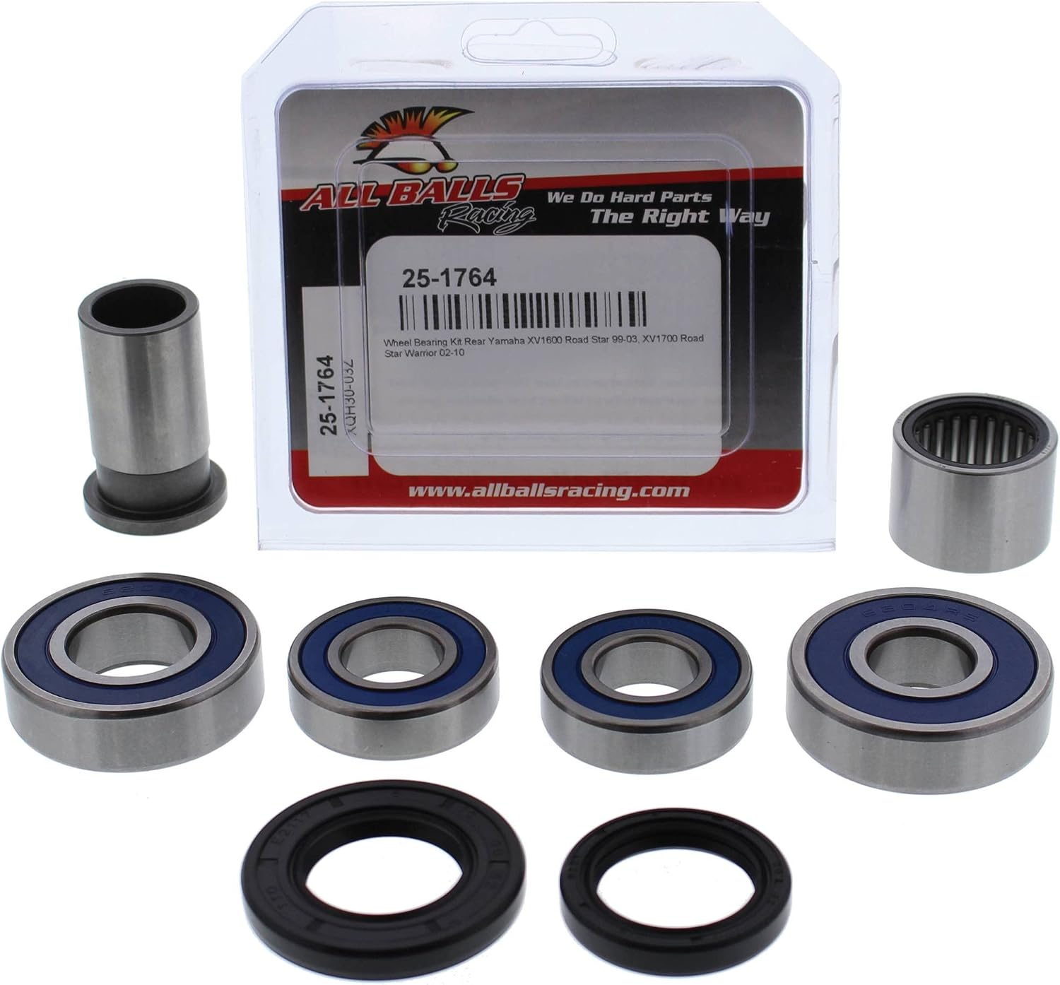 All Balls Wheel Bearing Kit 25-1764 Compatible with/Replacement for Yamaha XV1600 Road Star 1999-2003, XV1700 Road Star Warrior 2002-2010