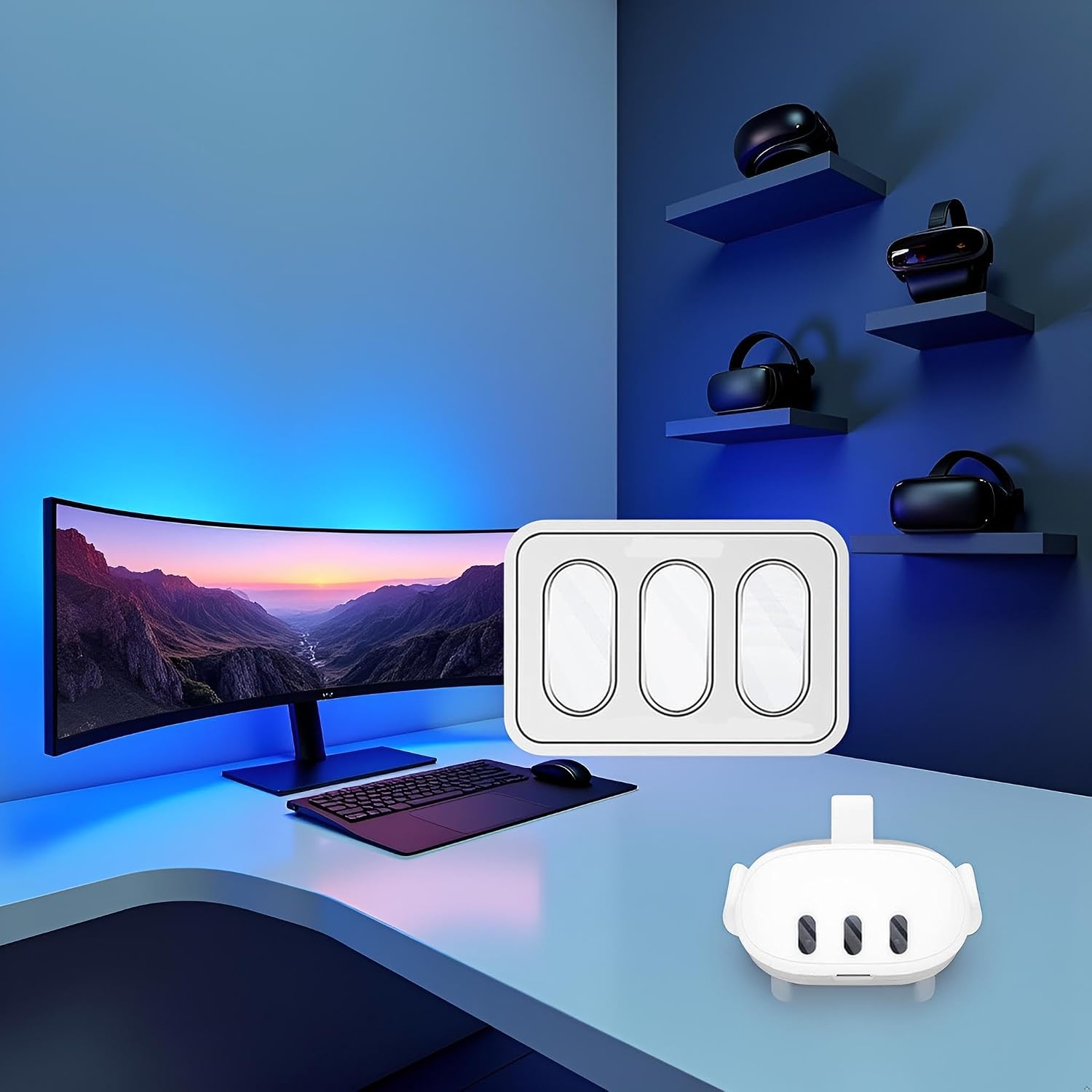 White Camera Lens Protector Set for Meta Quest 3, for Meta Quest3 Head Unit Host Tempered Film, HD Translucent Tempered Glass Protective Film VR Accessories Standalone Hardware