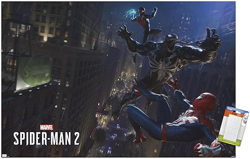 Trends International Marvel's Spider-Man 2 - Póster de pared de lucha con veneno, 22.37 x 34.00 pulgadas, póster premium y paquete de montaje