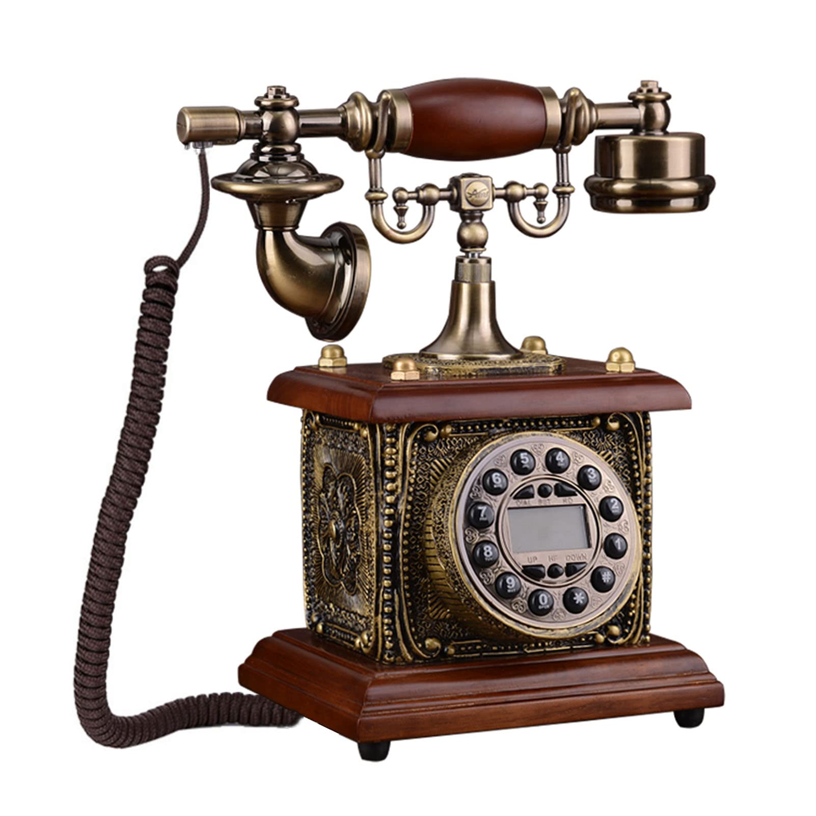 Telefono Fisso in Stile Classico Telefono Antico retrò con cornetta per l'arredamento di casa e Ufficio con quadrante a Pulsante (Vivavoce + Doppia suoneria)