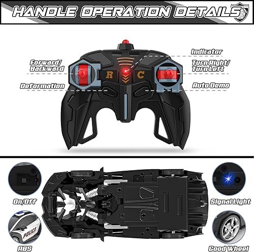 Miniatura 5 de BLUEJAY Transform Rc Cars para niños 4-7 8-12, 2.4Ghz Auto de control remoto a escala 118, robot transformador a escala 118, deformación con un solo