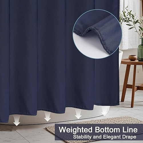 Miniatura 3 de AooHome - Forro para cortina de ducha, Tela, Azul marino