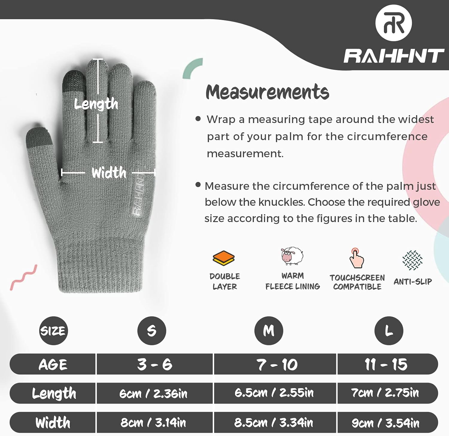 Rahhint Kids Winter Gloves for Boys Girls Children Toddler Thermal Wool Knit Gloves