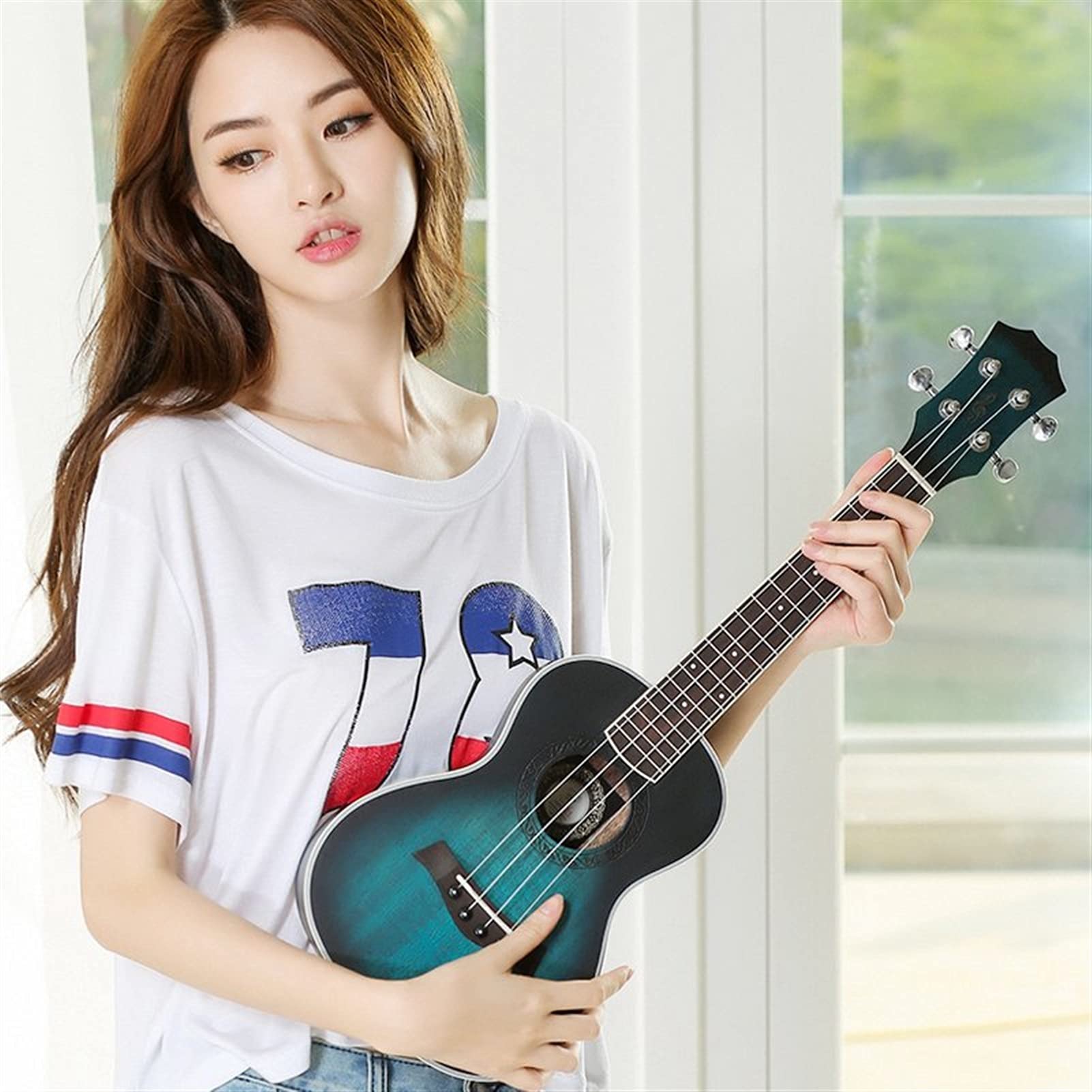 Ukulele koncertowe Początkujący Ukulele Ukulele Koncert Ukulele 23 Cale 4 Struny Gitara Hawajski Mahogany Niebieski UKE Instrument Strunowy