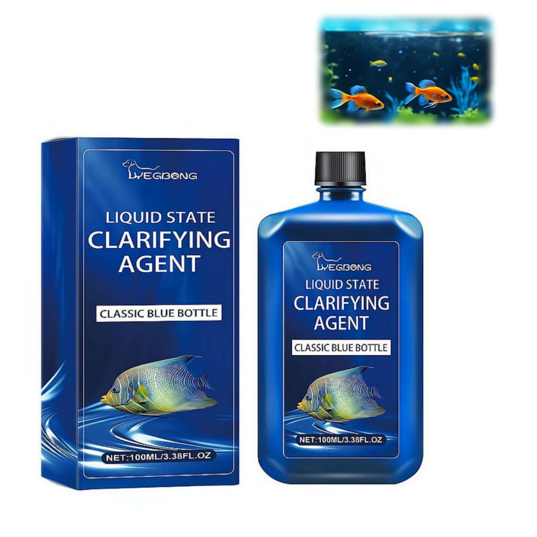 Fast-Acting Aquarium Water Clarifier & Algae Remover - Effectively Clears Cloudy or Green Fish Tank Water - Creates a Crystal Clear, Safe & Gentle Formula for Freshwater Aquariums & Fish Ponds