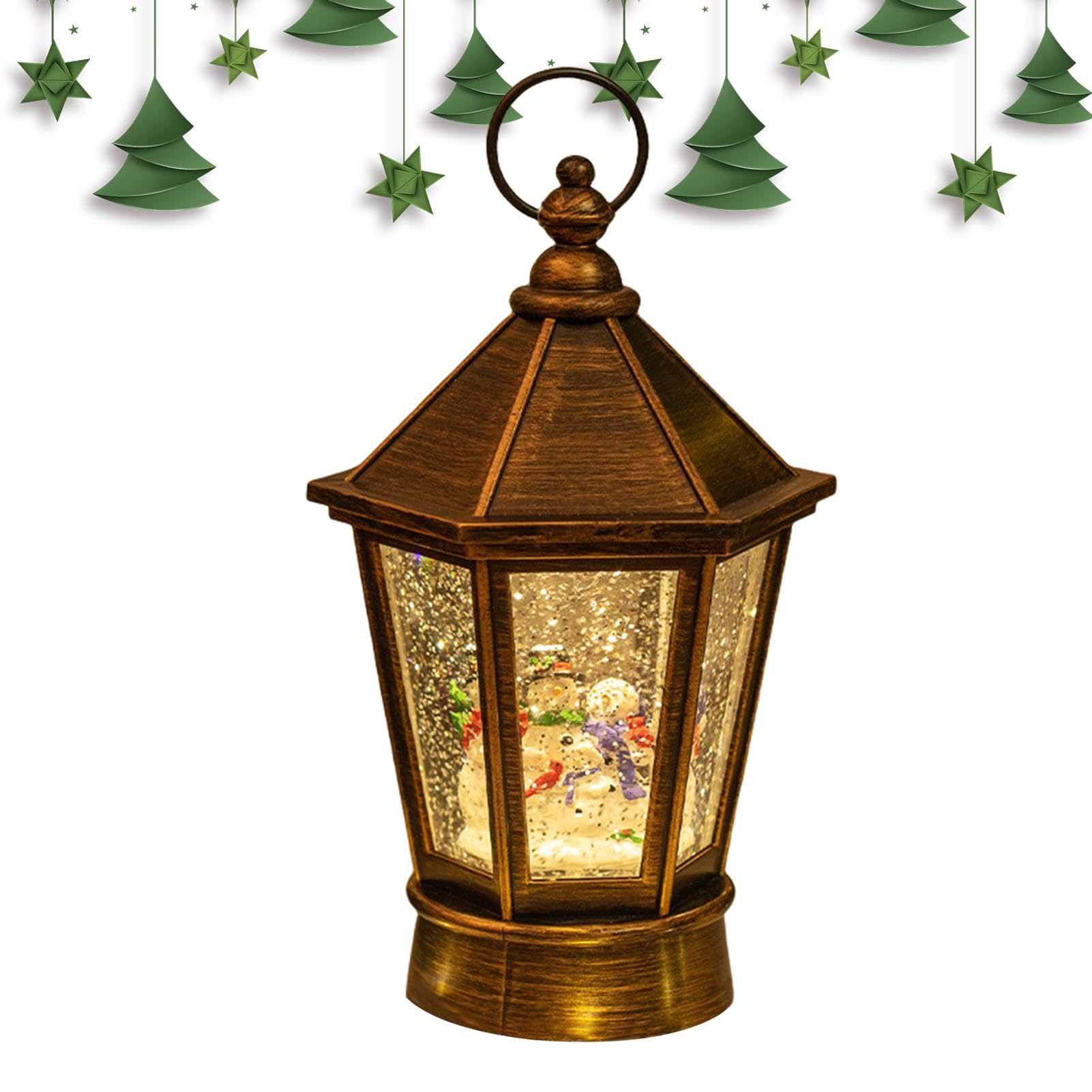 Linterna de Globo de Nieve navideña,Globo de Nieve navideño Iluminado | Linterna Musical con Purpurina arremolinada,Adorno de Mesa con Pilas para decoración del Festival de Navidad