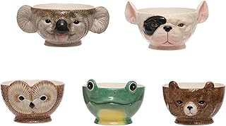 Creative Co-Op 5 Pieces Ceramic Animal Shaped Bowls in Various Sizes, Multicolor, Set of 5