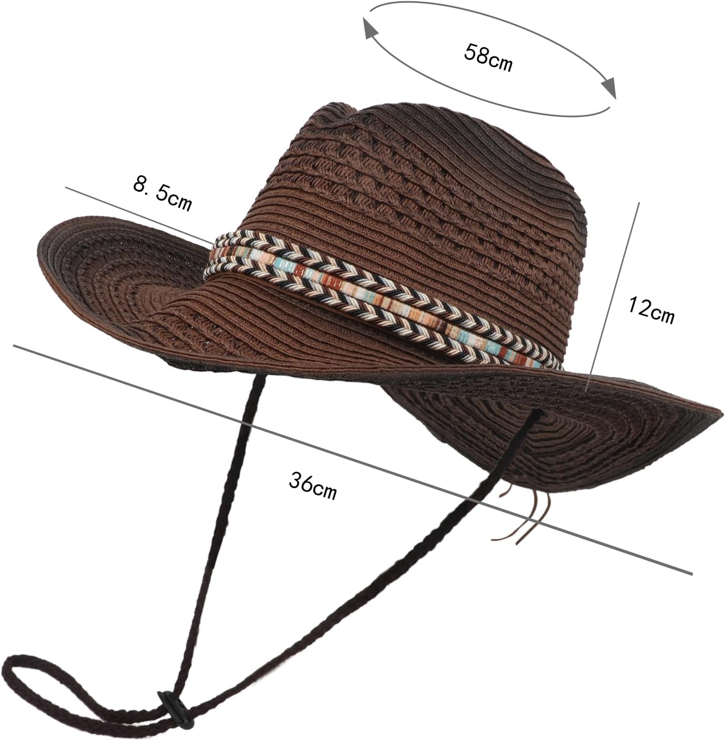 Women Men’s Western Cowboy Hat Summer Straw Hat Mexican Cowgirl Hat Newsboy Sunblock Top Cap Wide Brim Sun Hat