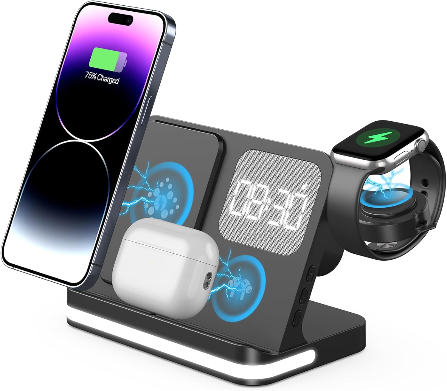 SPGUARD Wireless Charger,4 in 1 Wireless Charger Station with alarm