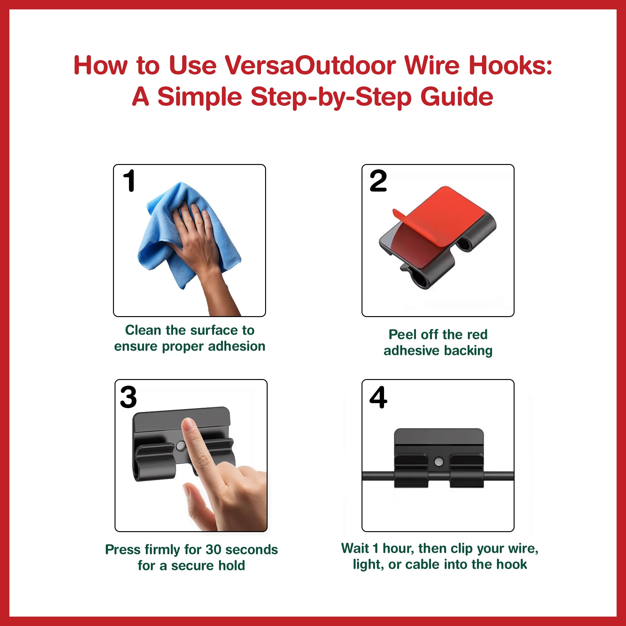 Lu Mi Treasures Outdoor Wire Hooks - 36PCS Heavy Duty Adhesive Cable Clips for Christmas Lighting, Patio Lights Clips with Waterproof and UV-Resistant for Hanging Lights & Cable Management