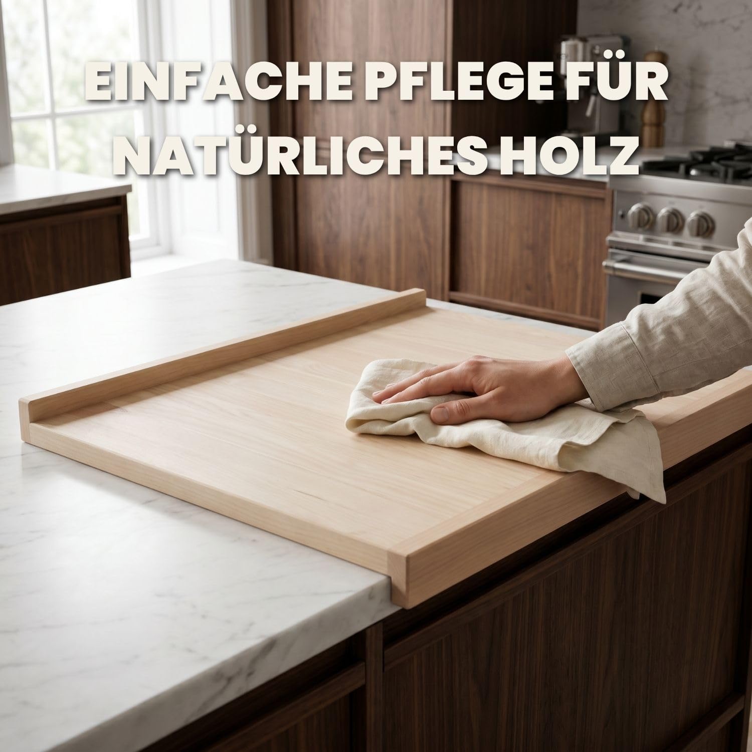 Nudelbrett Holz Groß doppelseitig verwendbar unlackiertem Holz 50 x 70 cm | 50 x 70 cm, Robustes Buchenholz massiv, Große Arbeitsläche, Ränder, Für Teig Pizza und Pasta, Stabil beim Kneten