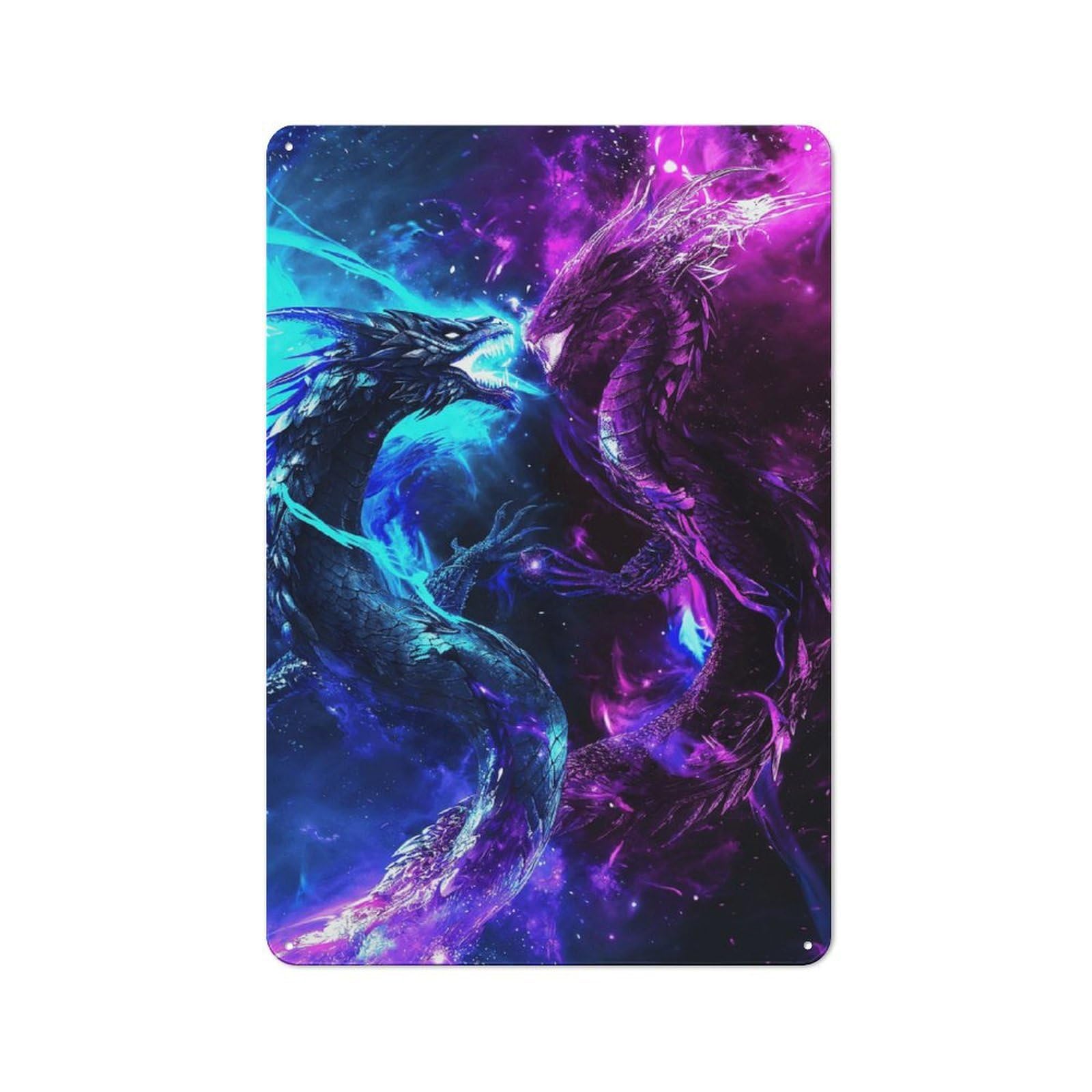 Junmoney Style-12 30X20cm Retro Metal Sign With Fantasy Dragon Battle Artwork For Man Cave Or Games Room, Tin Sign Wall Decor For Games Rooms And Man Caves