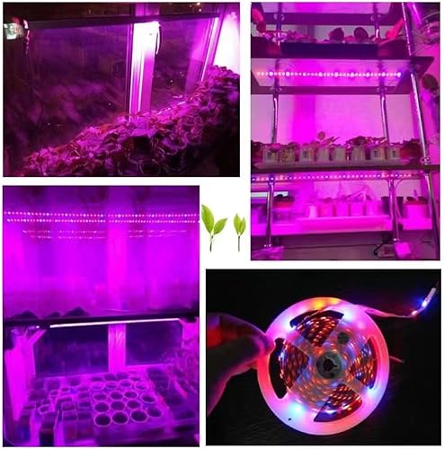 Miniatura 7 de Luces de cultivo para inicio de semillas, tiras de luz LED de espectro completo de 16.4 pies, rojo y azul 5:1, lámpara de cultivo flexible