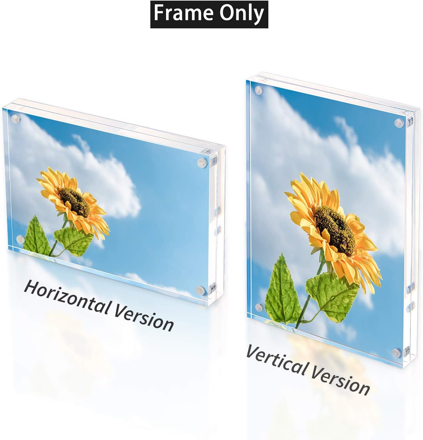 ONE WALL Acrylic Picture Frame 4x6 Clear Free Standing Double Sided Frameless Magnetic Photo Frame for Tabletop Desktop Display, Pack of 5