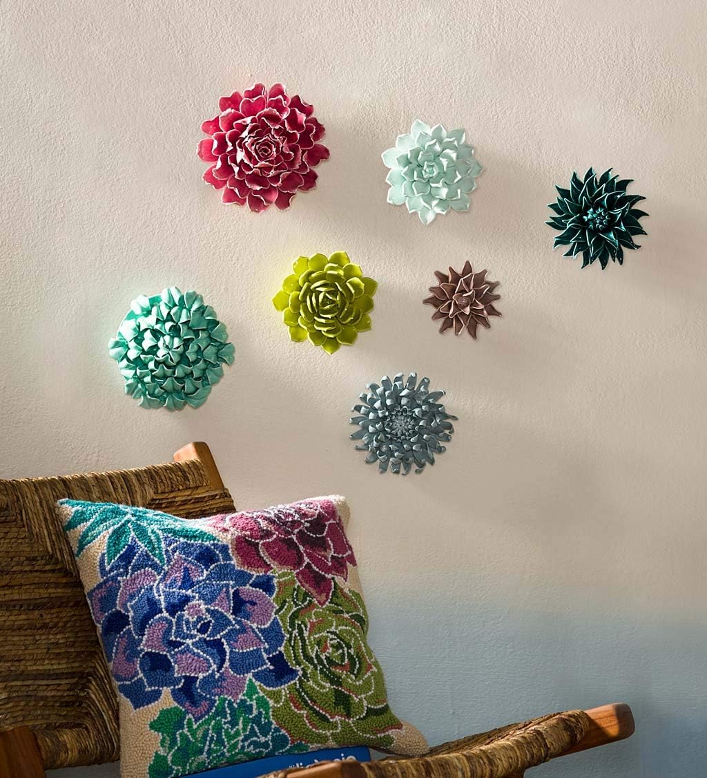 Vivaterra Ceramic Wall Flowers (Lime) – Handcrafted Decorative Flower Wall Decor – Elegant, Nature-Inspired Floral Art for Walls, Shelves or Tables (6" Diameter)