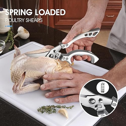 Miniatura 2 de PURPLEBIRD Tijeras para aves de corral resistentes, tijeras de cocina aptas para lavavajillas, tijeras de cocina para cortar carne, tijeras de