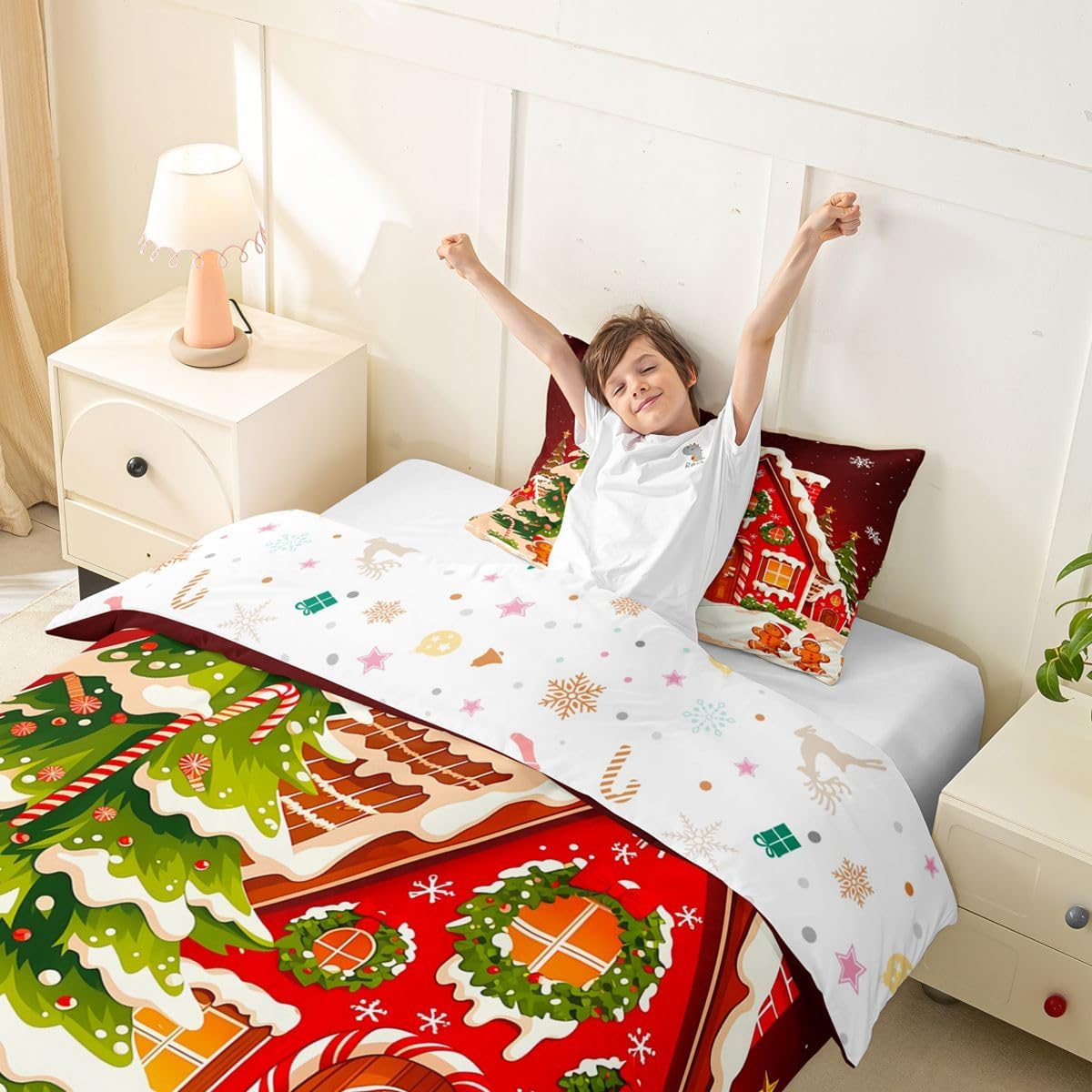 Castle Fairy Cabin Xmas Tree Duvet Cover Set Toddler Size, No Comforter image 4