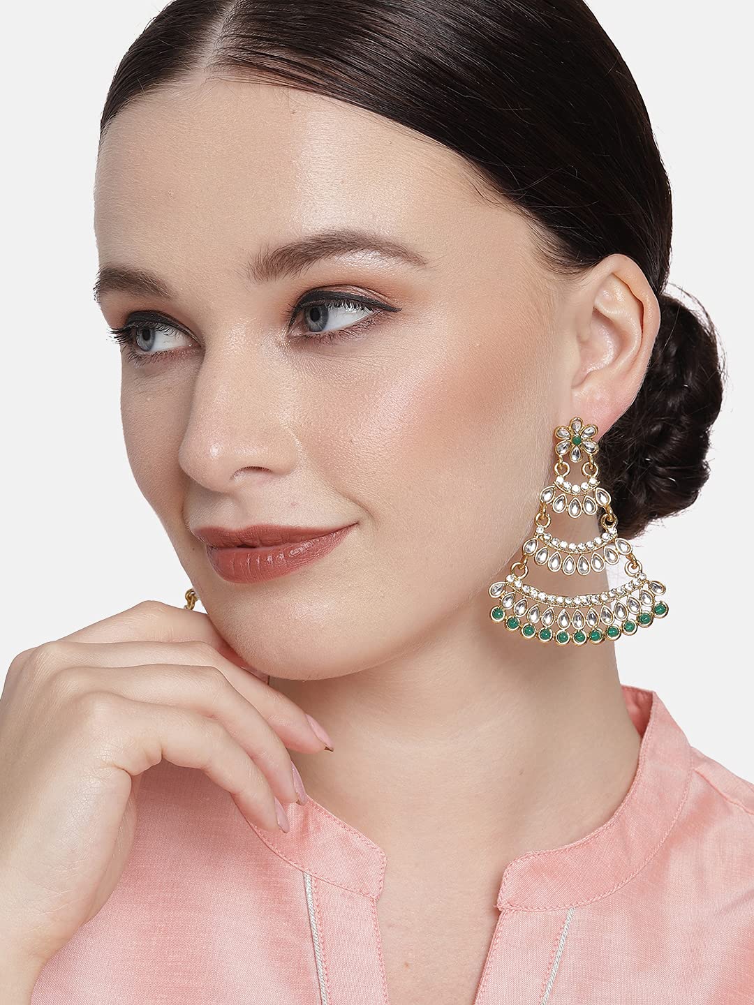 Plated Kundan Dangle Earrings