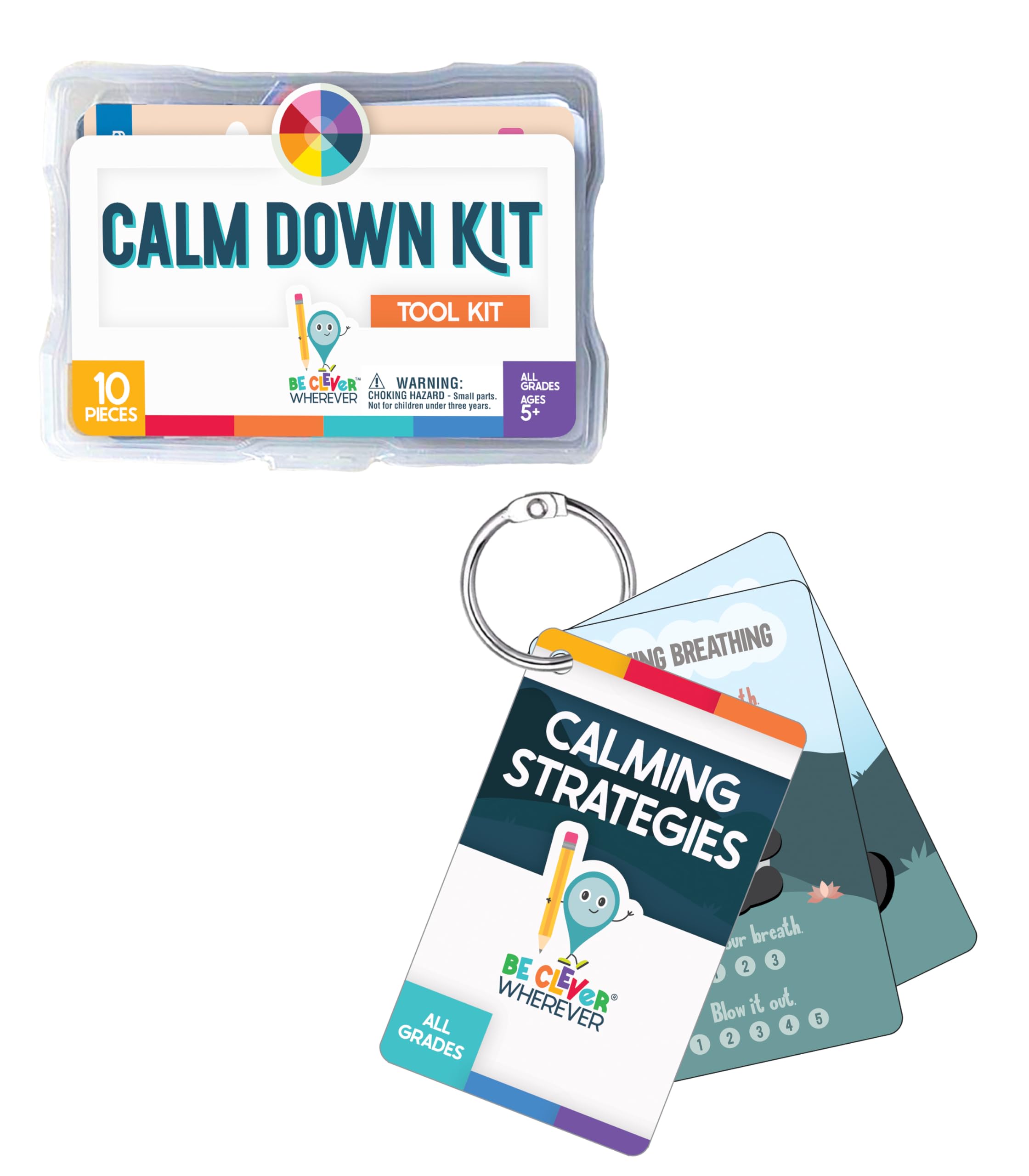 Carson Dellosa Calm Down Corner Supplies, Tool Kit, Feelings Wheel, Emotions Chart, Mindfulness Cards, Anxiety Relief Items, Fidgets for Kids, and