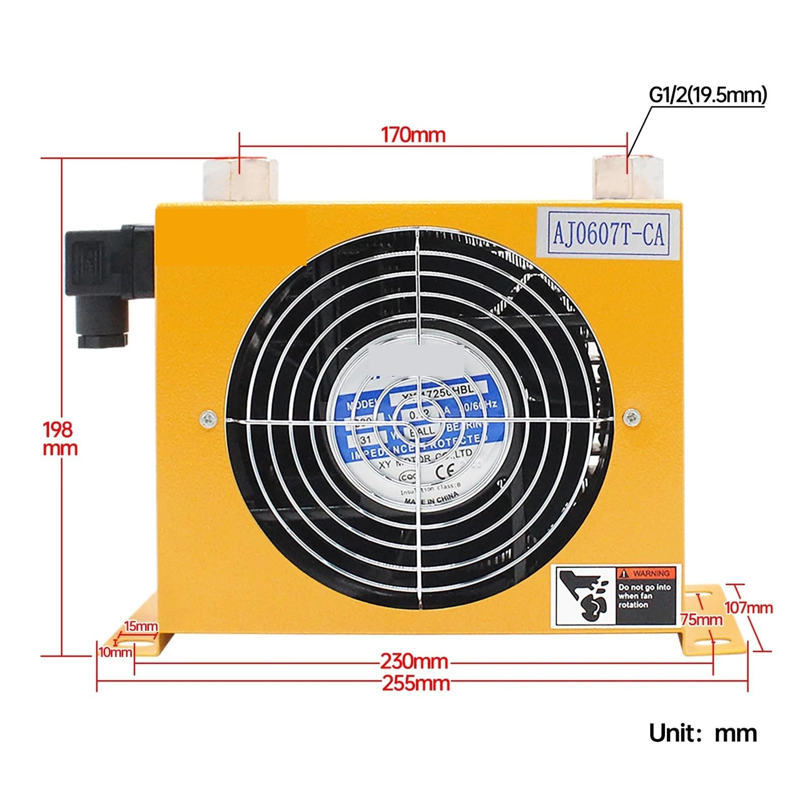 Refroidisseur d'air AJ0607T-CA 40 l/min, feuille de radiateur, goutte d'huile hydraulique for machine-outil CNC, ventilateur d'huile haute température vents forts(DC12V)