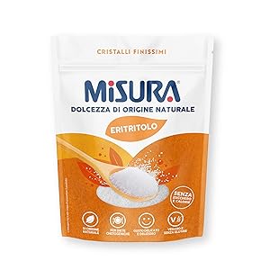 Misura Eritritolo Dolcificante in Cristalli Finissimi, Sostitutivo dello Zucchero, 370g